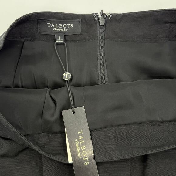 New TALBOTS Womens Rhinstone Black A-Line Skirt Size 8 Mini Short Faux Button - Picture 2 of 9